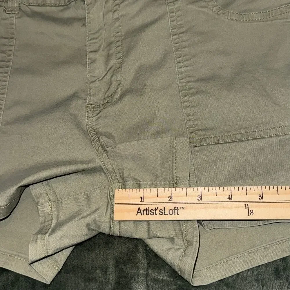VTG Y2K Route 66 Mini Khaki‎ Shorts Green Women's Size 12 Casual Safari